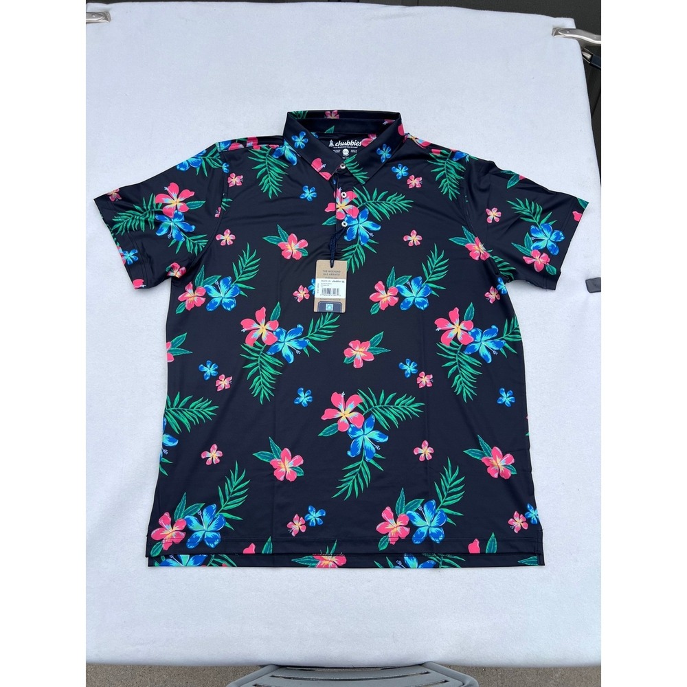 Chubbies The Electric Flowers Performance Polo Shirt Mens XXL Floral Print